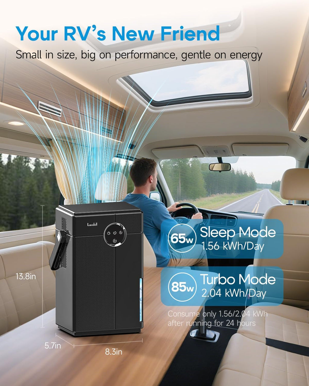 Lacidoll Small Dehumidifier with Drain Hose, Portable Dehumidifier for Bathroom, 118oz Dehumidifiers for Home 800 sq ft with 7 Colorful Light, Quiet Dehumidifiers for Bedroom RV Closet Basement, Black