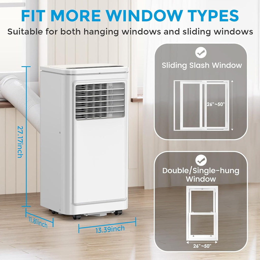 10000 BTU Portable Air Conditioners, 3-in-1 Portable AC Unit for Rooms up to 450 Sq.Ft, Mini Air Conditioner for Bedroom with Cooling, Dehumidifier & Fan Mode, 24H Timer, Sleep Mode