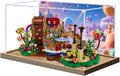 Acrylic Display Case for Lego 21360 Chocolate Factory Building Set– Dustproof Display Box & Showcase, Display Box Compatible with Lego 21360 -Only Display case (Back Spray Wooden Base)
