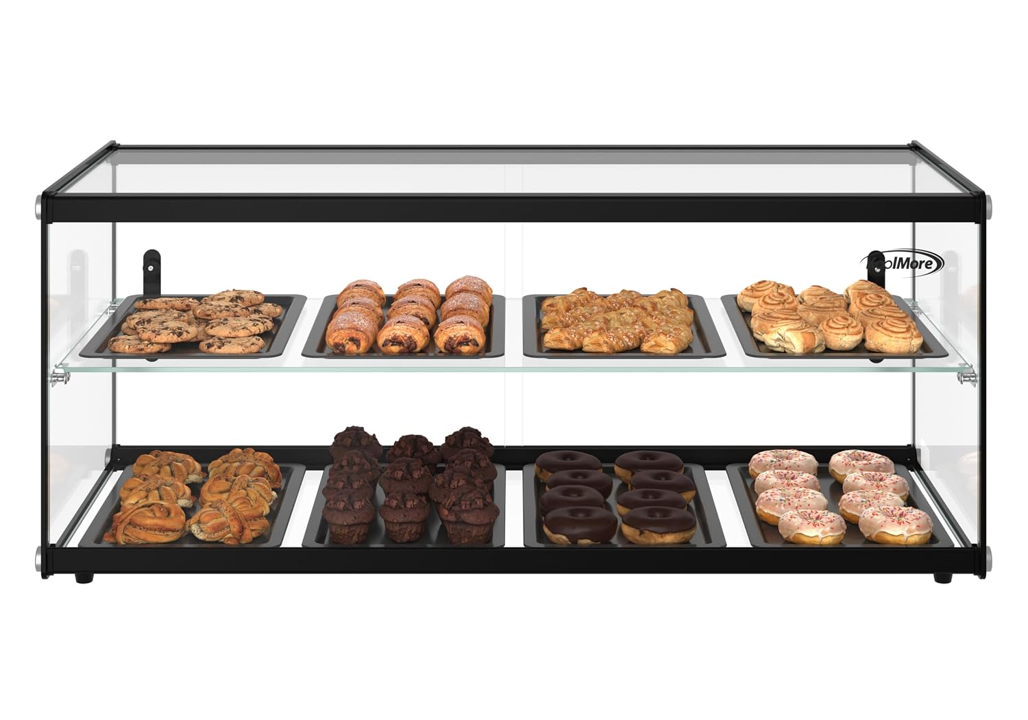 KoolMore 36 in. 2 Tiered Pastry Display Case with Glass Shelf and Sliding Door, 4.2 cu. ft. Capacity, ETL Listed (KM-DC-4CSBK)