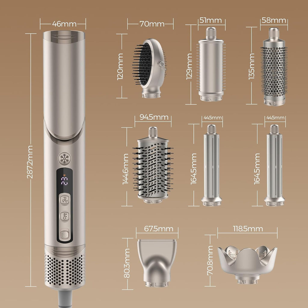 FRANO Hot Air Styler & Blow Dryer Brush 8-in-1, Ionic Hair Styler for Volumizing, Curling, Straightening, Fast Drying with Auto-Wrap Curlers, Frizz-Free & No Heat Damage, Ideal Gift for Women