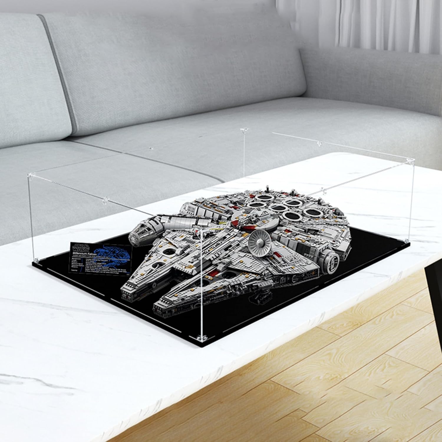 Acrylic Display Case Compatible to Lego #75192 Ultimate Millennium Falcon (33.4*25.5*9.8in), Display Cases for Collectibles, Sturdy Protection for Your Collectible,Black Base