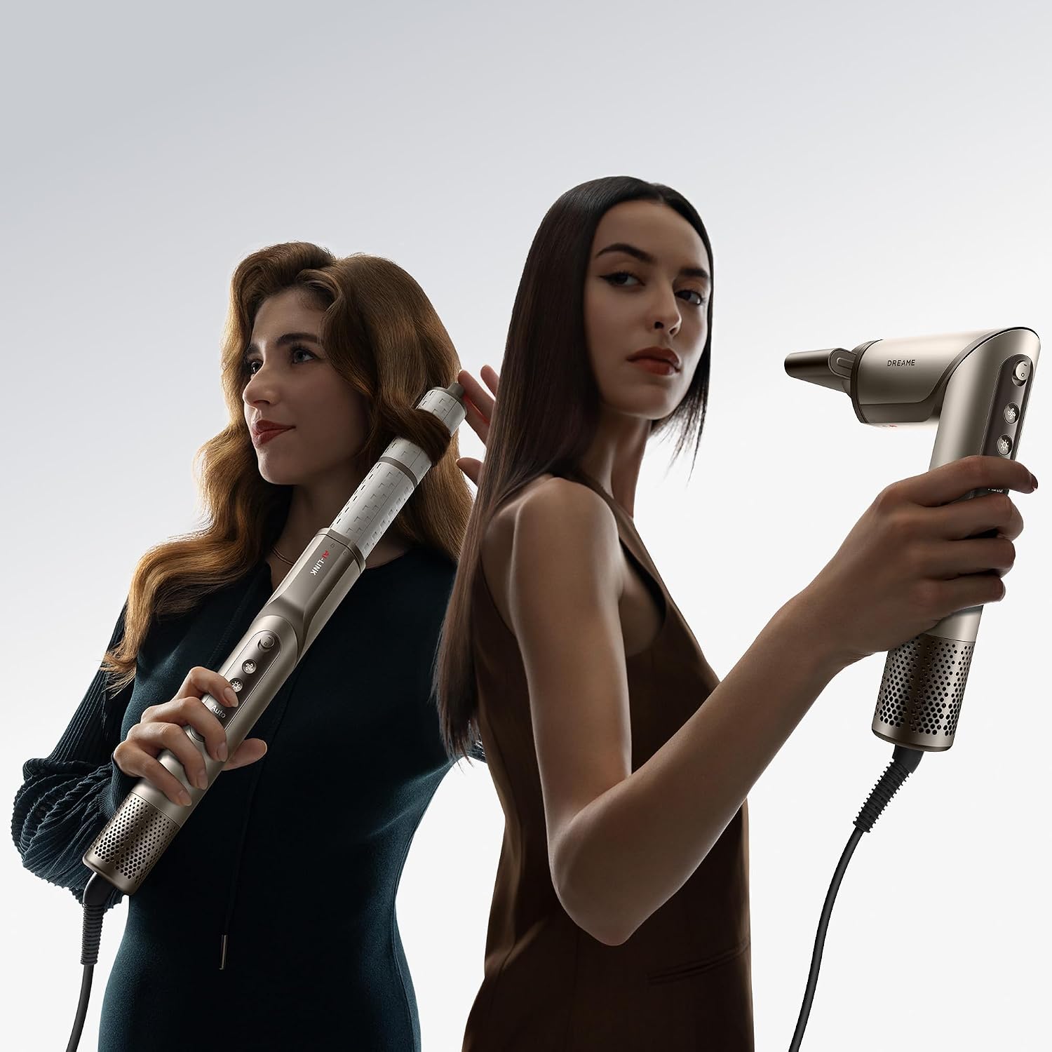 Dreame Dazzle Hair Styler and Dryer- Intelligent Nozzle Recognition, 110,000RPM High-Speed Motor for Fast Drying, 300M Negative Ions, 5 Snap-on Attachments, Smart Screen, 3 Customizable Modes