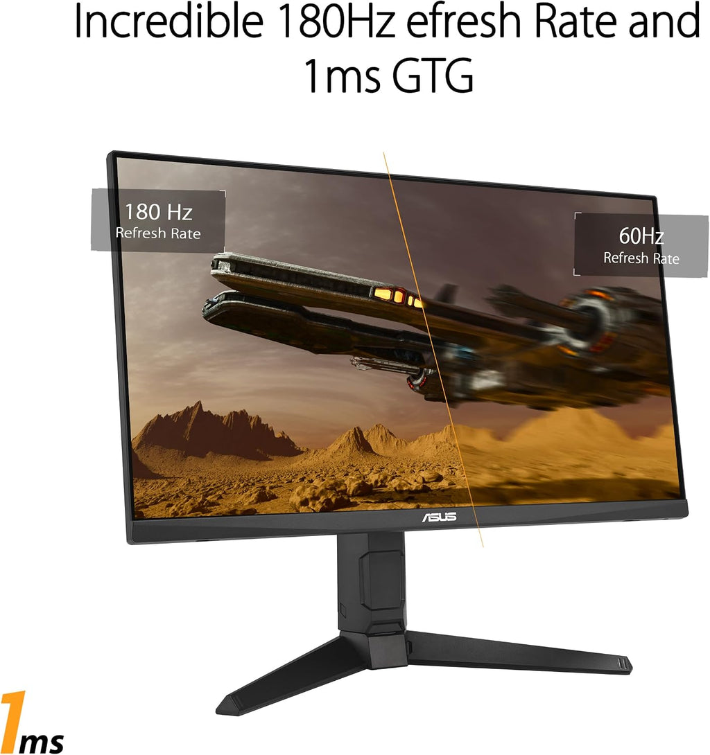ASUS TUF Gaming 24' (23.8' viewable) 1080P Monitor (VG249QL3A) - Full HD, 180Hz, 1ms, Fast IPS, ELMB, FreeSync Premium, G-SYNC Compatible, Speakers, DisplayPort, Height Adjustable, 3 Year Warranty