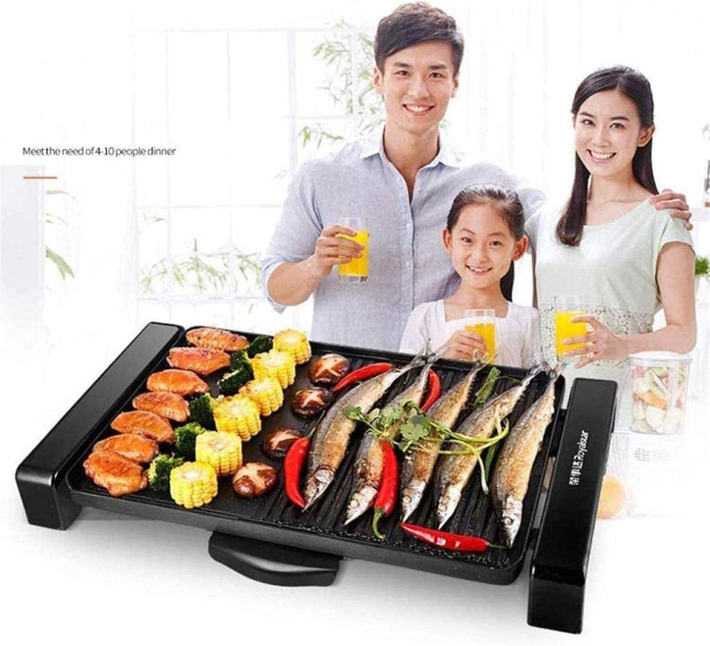 Electric BBQ Grill Indoor Electric Grill Multifunction Healthy Home Smokeless Non-Stick Barbecue Grilled Bakingpan Large Capacity Multi-Function Pot 1800W,Electric Teppanyaki for Camping, Fryi