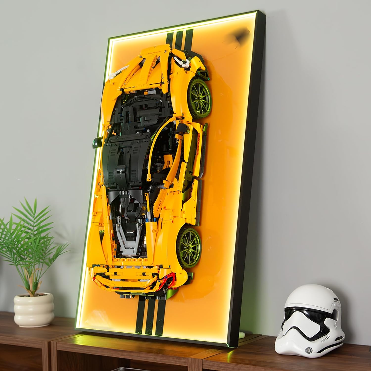 Display Wallboard with RGB LED Lights Compatible with Lego Technic McLaren P1 Model Car Racing Hypercar Model Kit 42172 - Adult Collectibles Car Wall Mount for Home or Office Décor (No Car)