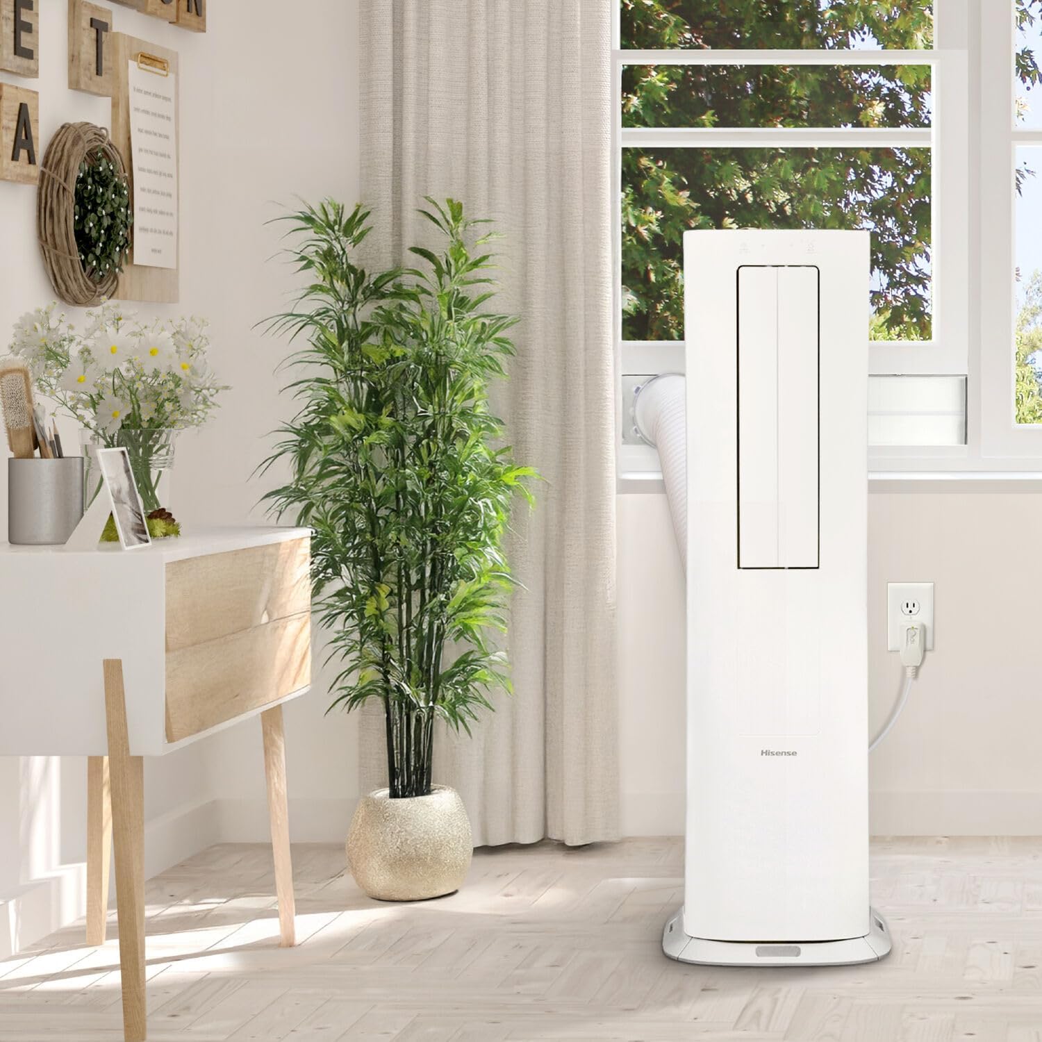 Hisense 8,000 BTU Portable Inverter Air Conditioner with Dehumidifier, Quiet Operation & Dual Hose Design, AC Heater Combo Unit for Room in White