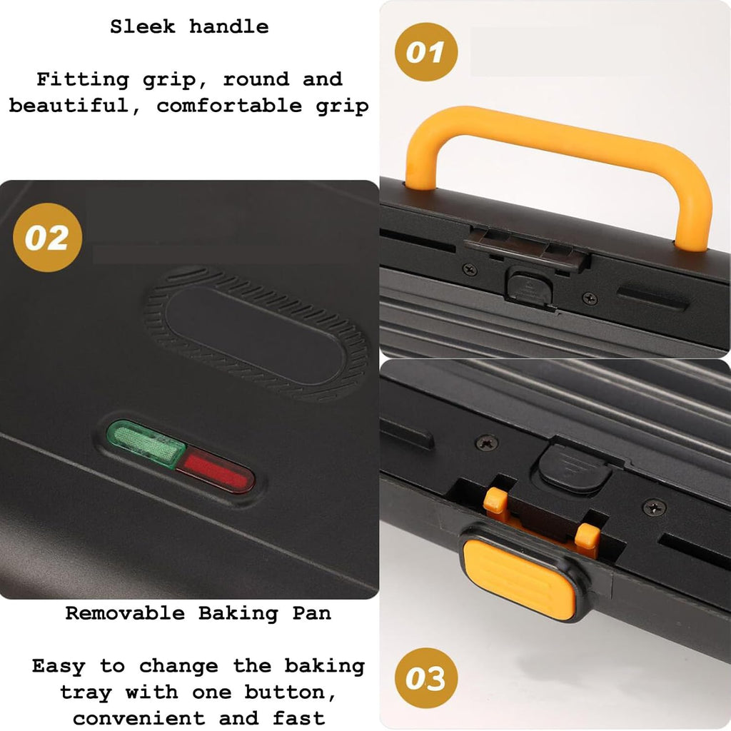 3 in 1 Indoor Grill, Panini Press Grill Sandwich Maker, Electric Contact Grill and Griddle with Removable Nonstick Grill Plates, Stainless Steel Sandwich Maker Compact Indoor Grill