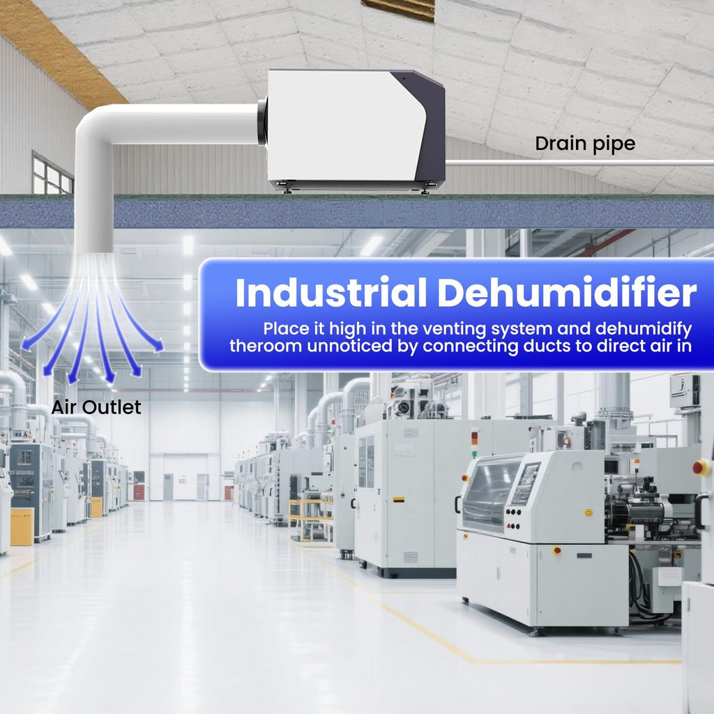 Industrial Commercial Dehumidifier with Pump, Crawl Space Dehumidifier with 180 Pints, Drain Hose, Smart LED Dehumidifier Display for Basement, Garage, Home, Cover Up to 8000Sq Ft