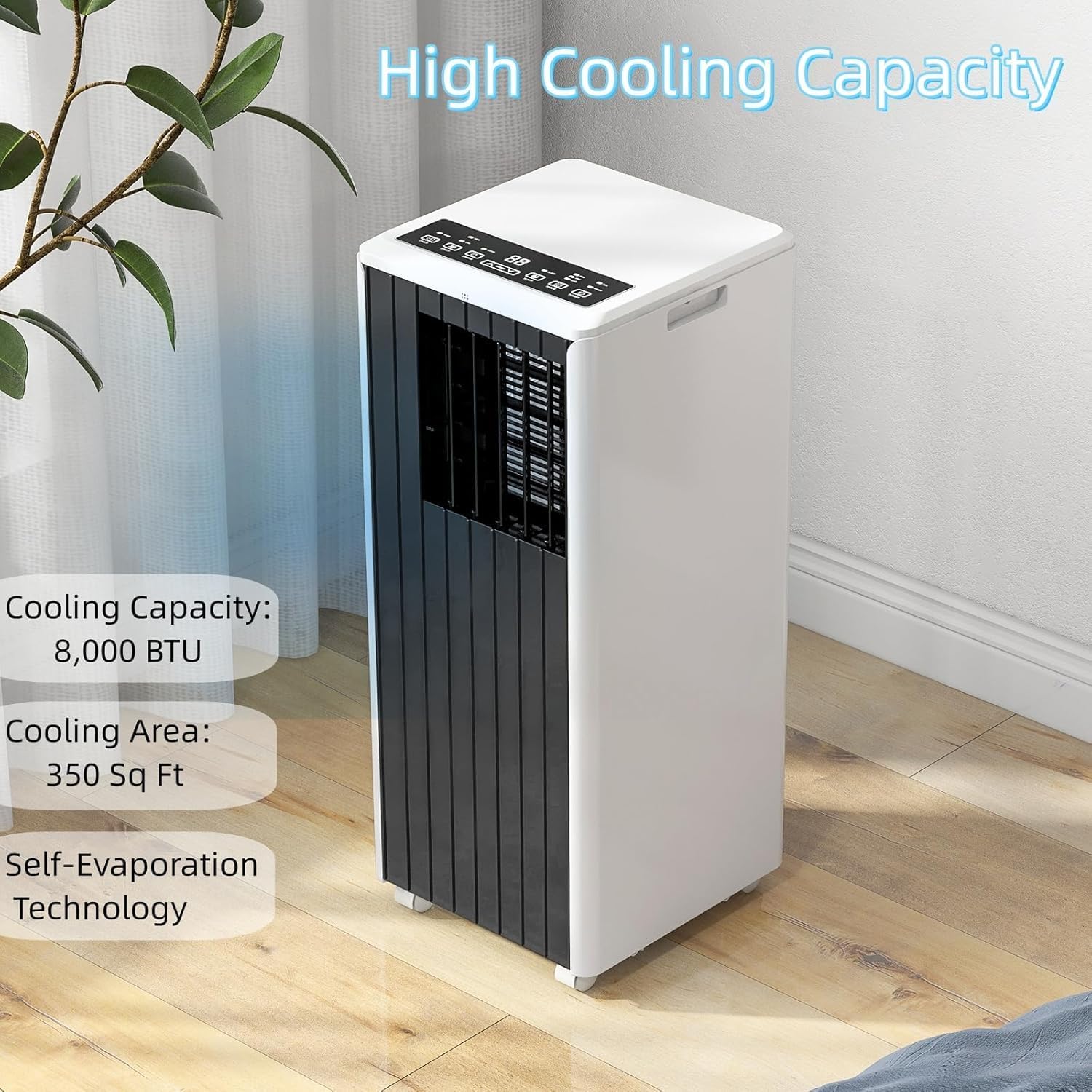 GAOMON 8000 BTU Portable Air Conditioner with Remote Control,3-in-1 Portable AC Unit Up to 350 Sq.Ft,Cool,Fan,Dehumidifier,Bedroom,Office,Apartments,Grey