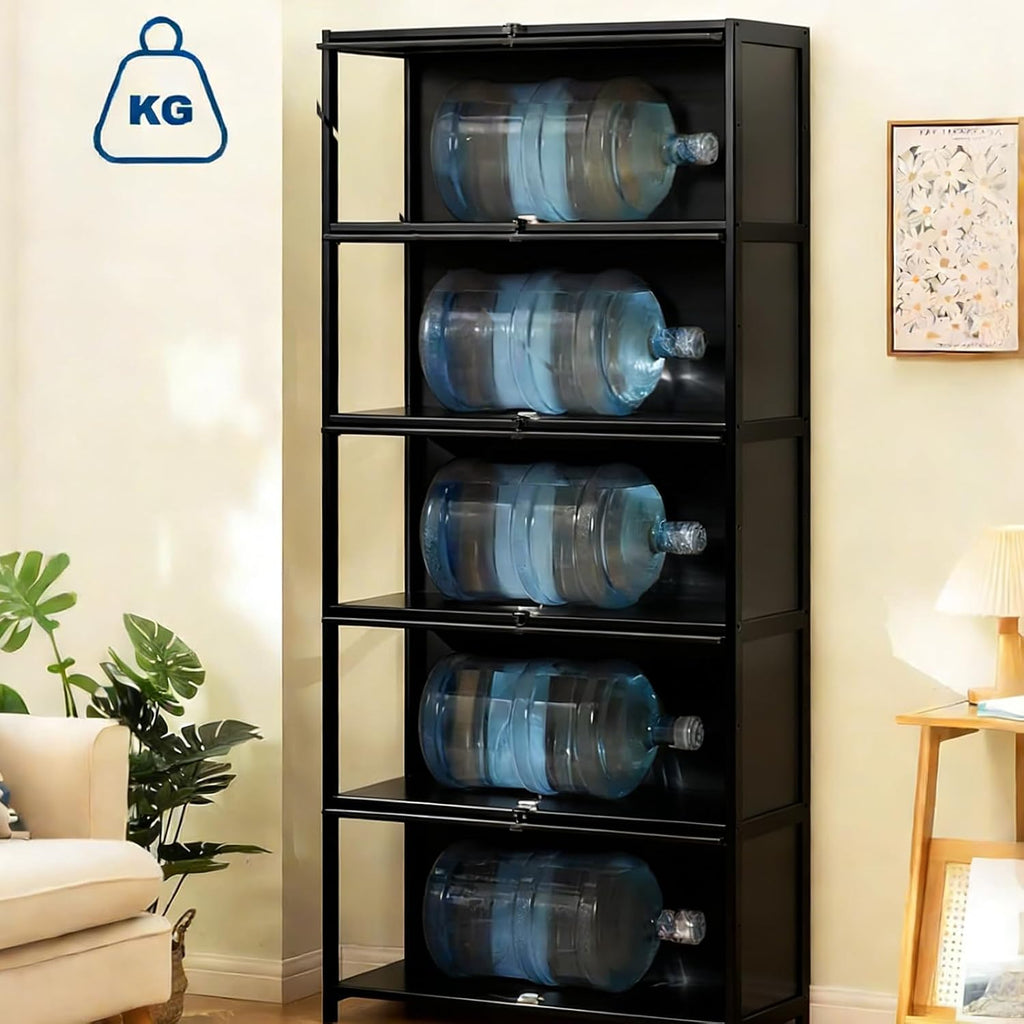 Display Cabinet with Acrylic Glass Doors, 5-Tier Curio Cabinet, Collectibles Toy Organizers Rack & Display Shelf, High Display Case for Home, Office, Playroom, Living Room