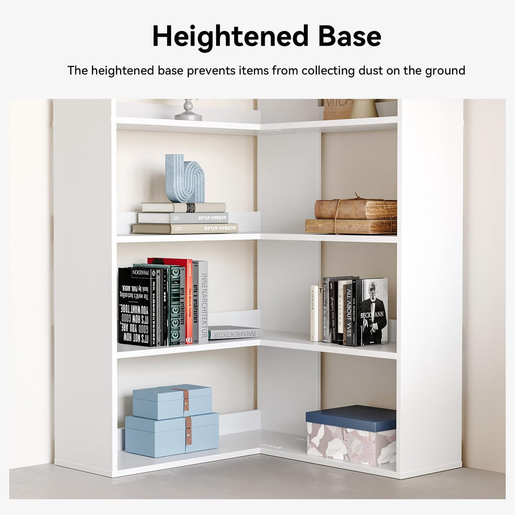 MXV 71.5' Tall L-Shaped Corner Bookshelf, 6-Tier 23.6' Wide Wooden Bookcase with Storage Organizer, Display Shelf for Home, Office, Living Room (23.6')