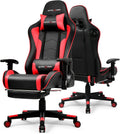 GTPLAYER Gaming Chair with Bluetooth Speakers, Adjustable Backrest and Height, 3D Armrests, Footrest, Ergonomic Computer Chair for Gamers (Brick Red)