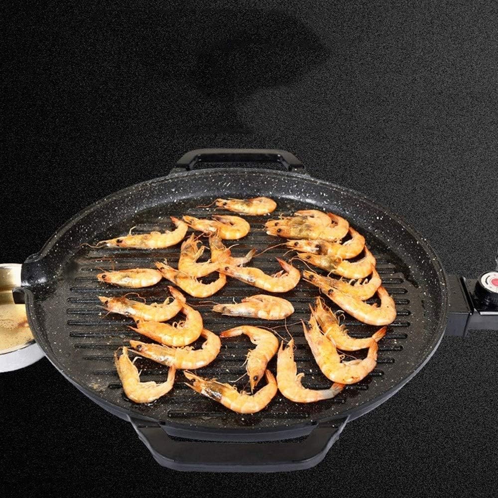 Barbecue Grill Round Pan Electric Baking Pan Smokeless and Non-stick Stone Barbecue Pan Non-stick Smokeless Indoor Grill Stovetop Plate