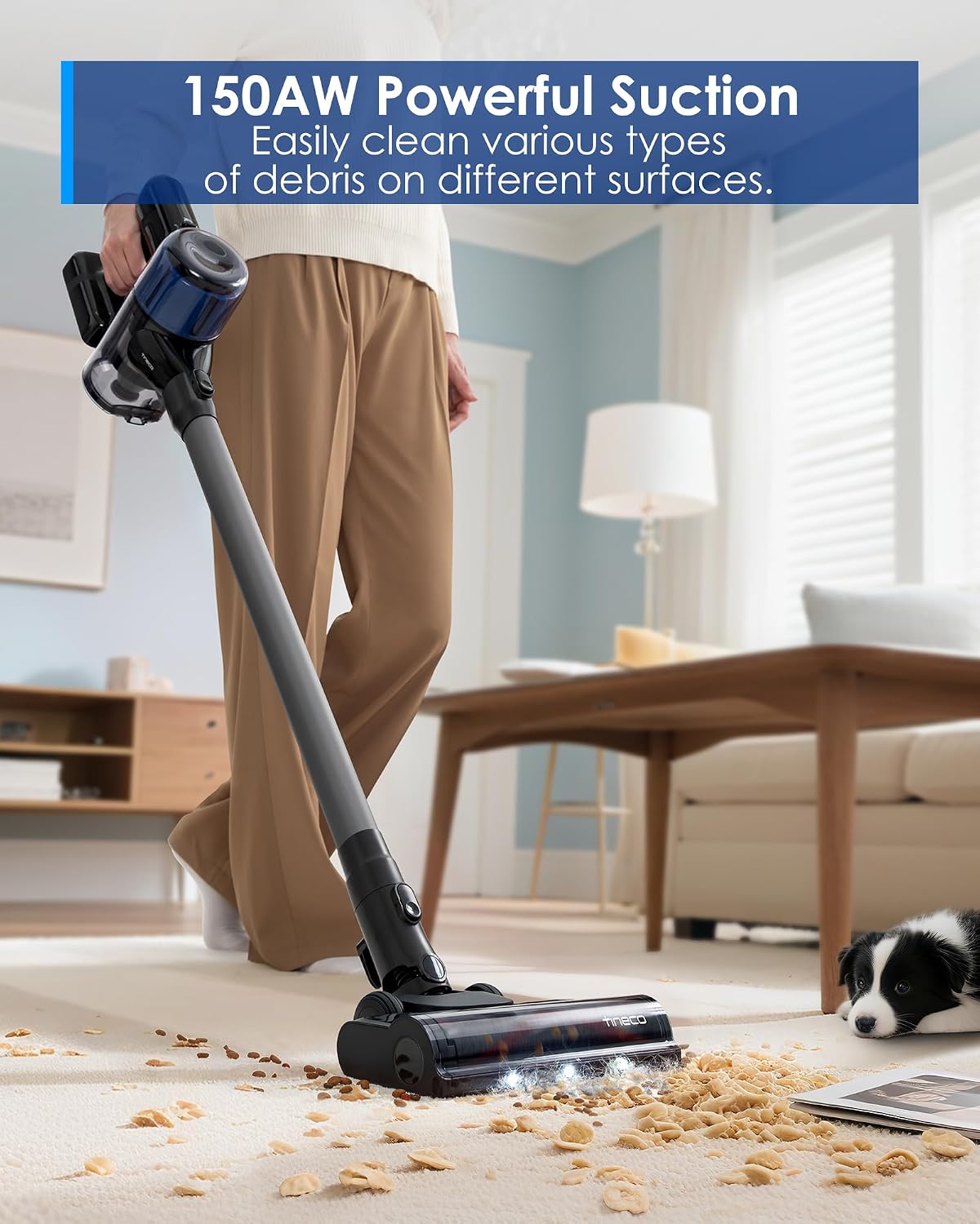Tineco Pure ONE S30 Cordless Vacuum Cleaner, 150AW Powerful Suction, Zero Tangle Brush, Up to 65min Runtime, Stick Vacuum Cleaner for Pet Hair, Carpet & Hard Floor