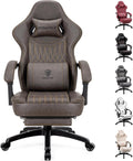 Dowinx Gaming Chair Breathable PU Leather Gamer Chair with Footrest Massage Lumbar Support, Big and Tall Ergonomic Reclining Computer Chair with Pocket Spring Cushion for Adults Teens (Brown)