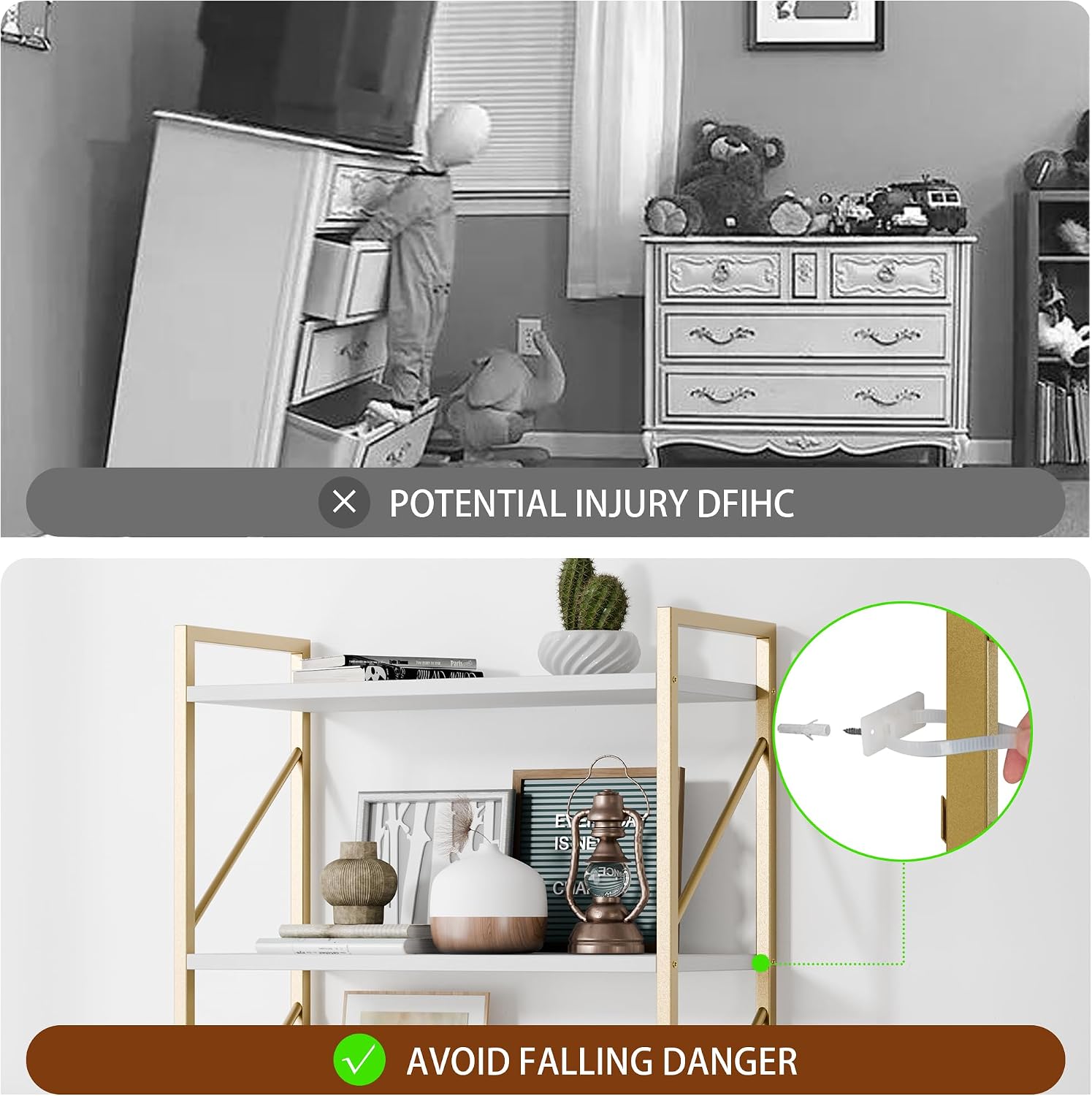 Shintenchi 2 Pieces 5 Tiers Bookshelf, Classically Tall Bookcase Shelf, Industrial Book Rack, Modern Book Holder in Bedroom/Living Room/Home/Office, Storage Rack Shelves for Books/Movies-Gold