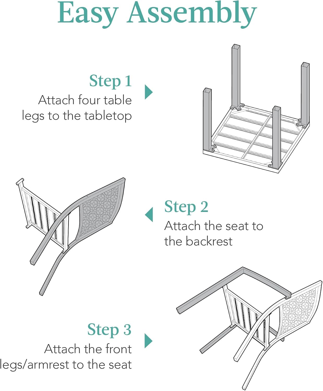 Best Choice Products 3-Piece Outdoor Bistro Set, Stackable Modern Steel Furniture for Porch, Garden w/ 2 Chairs, Table, Geometric Decor - Black