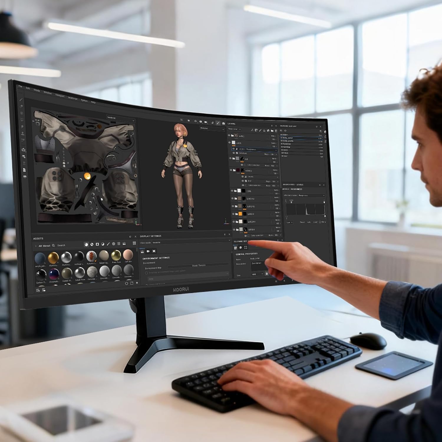 KOORUI 34-inch Curved Ultrawide WQHD 3440×1440 Gaming Monitor, 180Hz 1000R- PIP/PBP, 1ms(MPRT), HDR400, DCI-P3 95%, FreeSync Premium, 1 x DP 1.4 & 2 x HDMI 2.0, Tilt Height Swivel Adjustment, 34E6UC