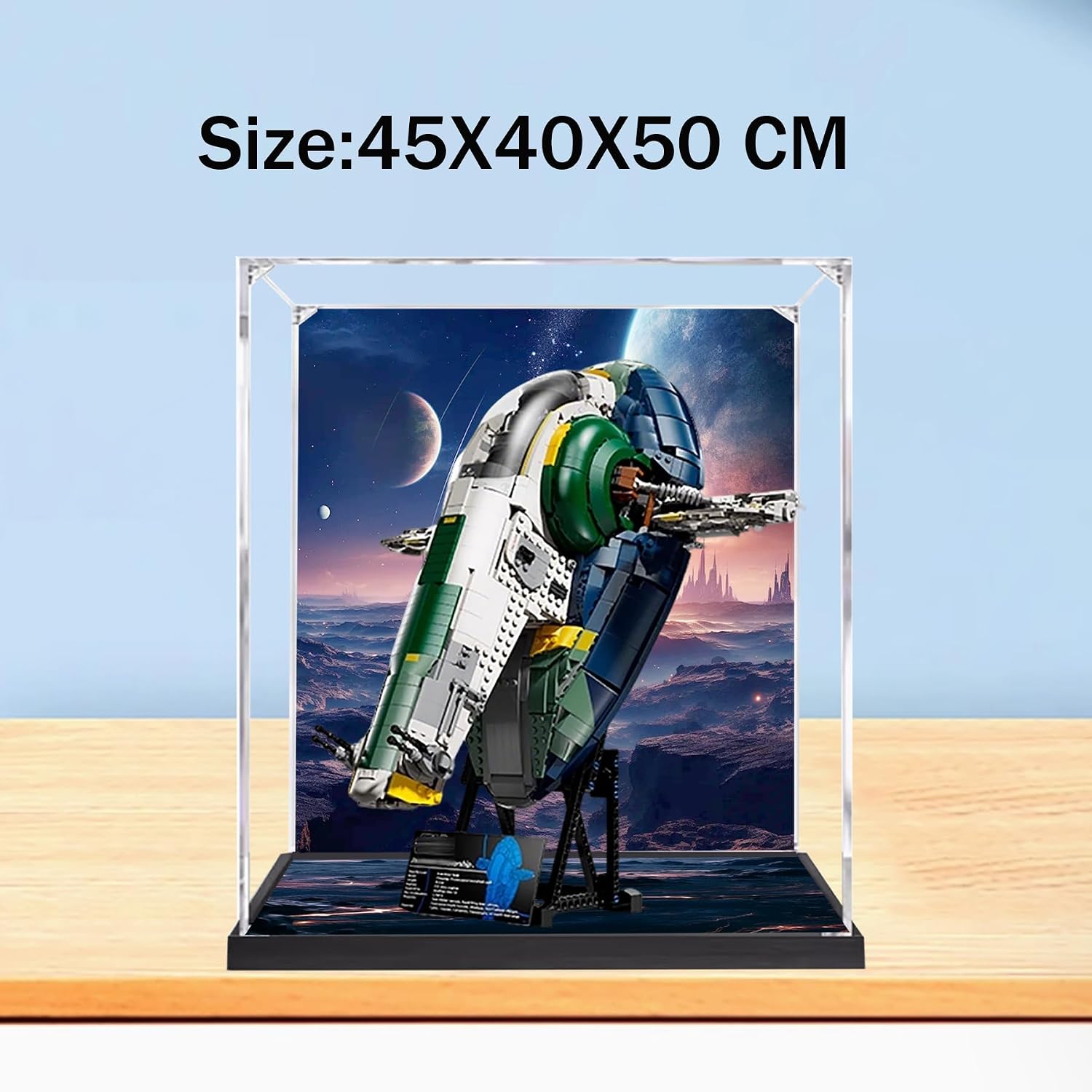 Acrylic Display Case for Lego 75409 Jango Fett Starship Building Set– Dustproof Display Box & Showcase,, Display Box Compatible with Lego 75409 -Only Display case