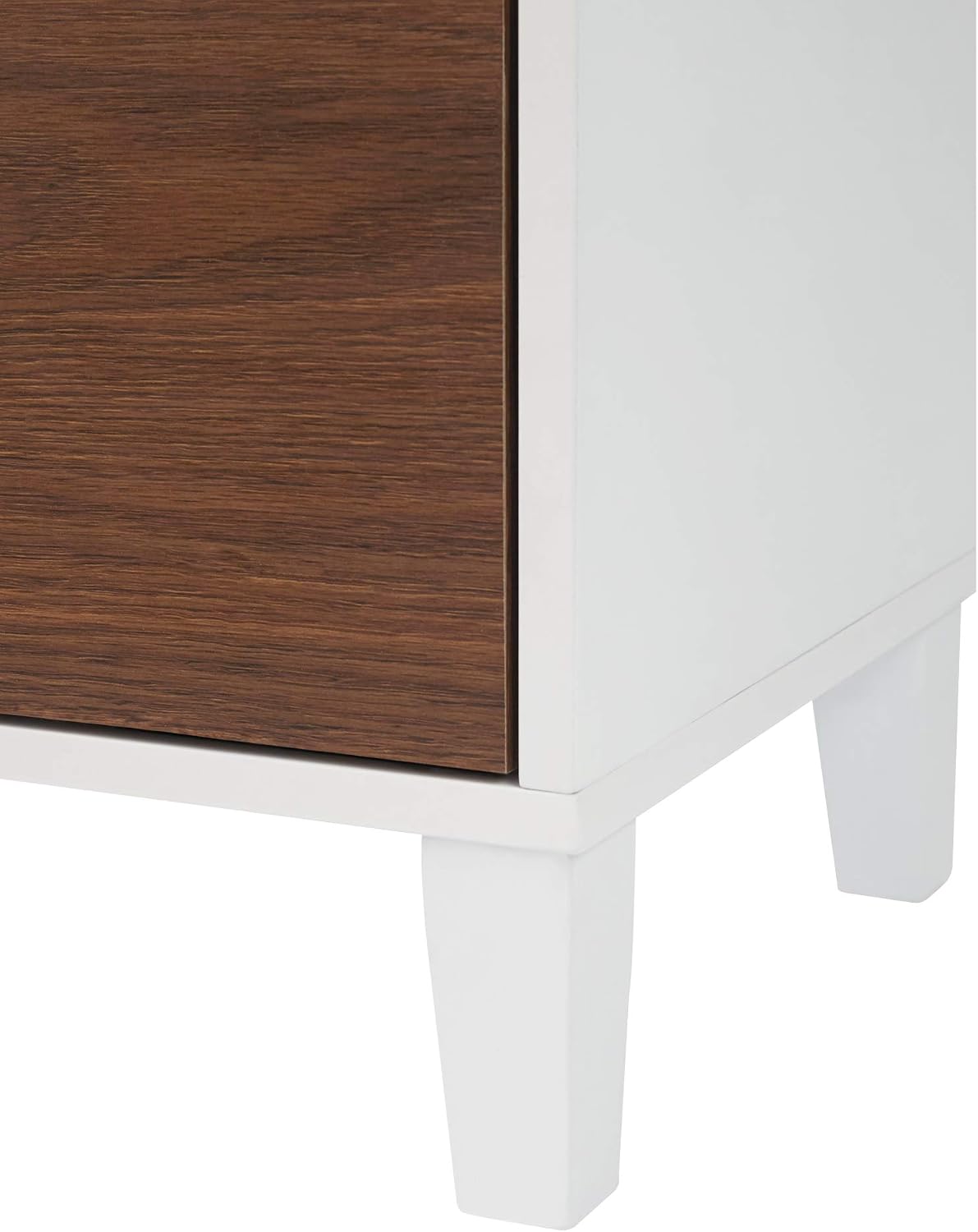 Teamson Home Tyler Modern Wooden Floor Storage Cabinet with Drawer for Bathrooms, Living Rooms, Hallways, Walnut/White