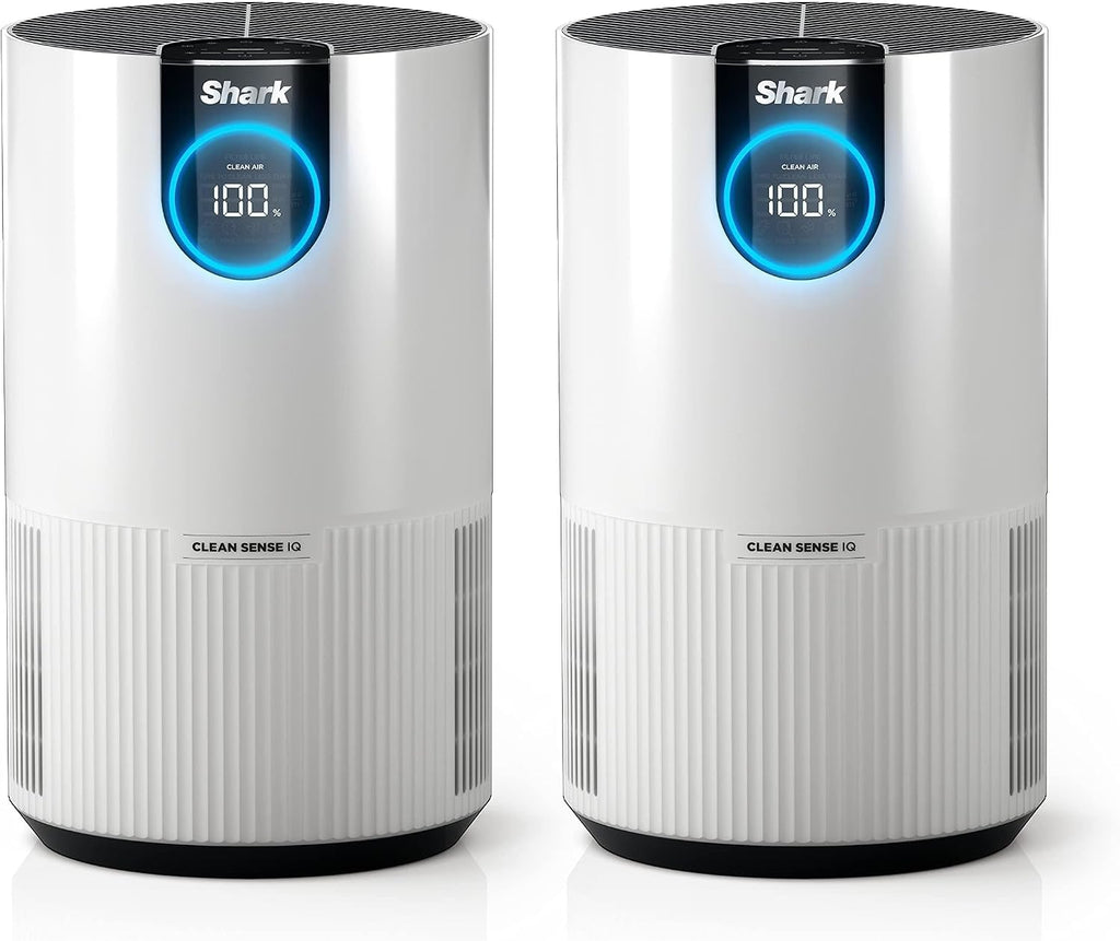 Shark Air Purifier for Home, Clean Sense, for Bedroom, Nursery, Home Office, Dorm, HEPA-Exceeding Filter, Captures Pollutants, Pet Dander, Dust, Odor, Smoke, and More, HP102PK2, White