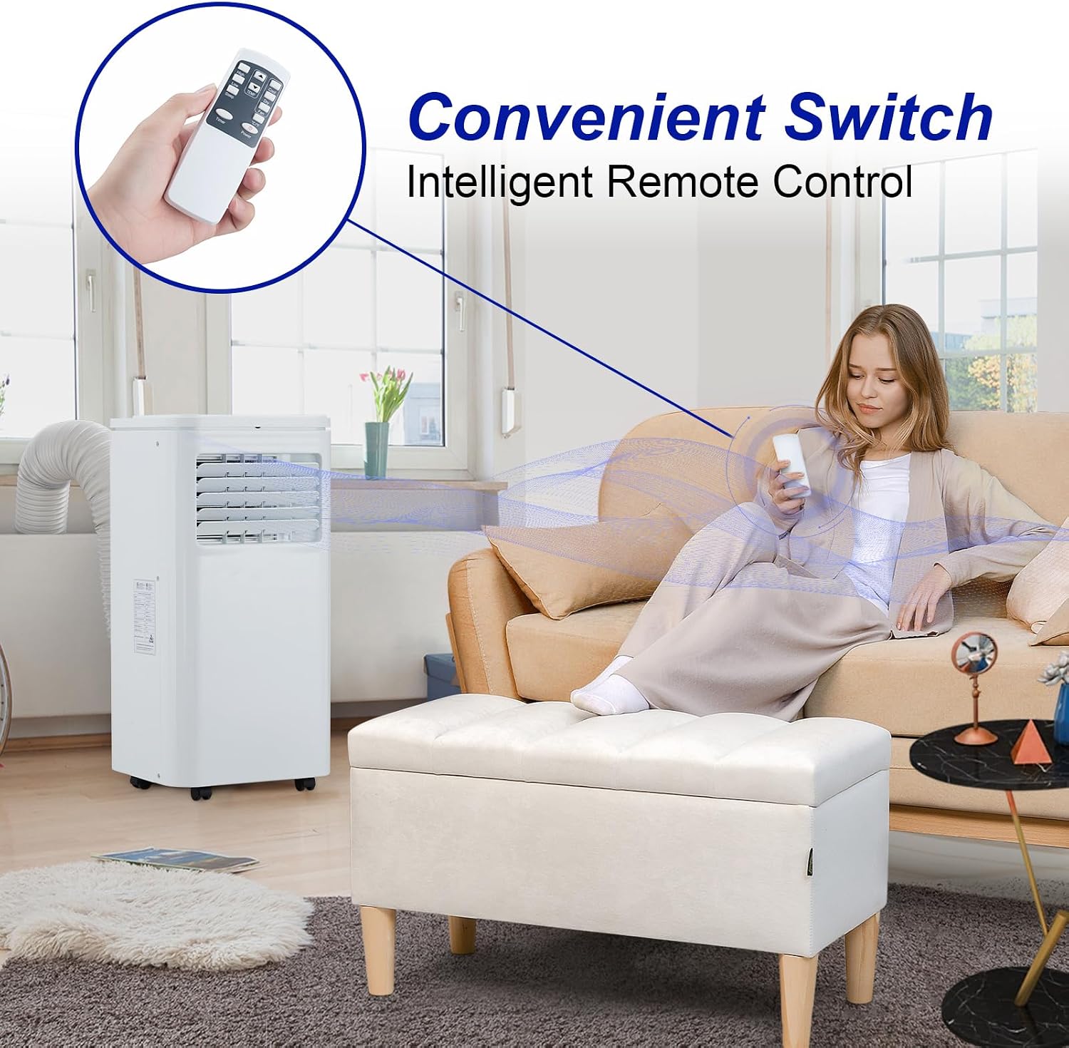 10000 BTU Portable Air Conditioners, 3 in 1 Portable AC Unit with Cooling Dehumidifier Fan, Remote Control, 24H Timer, Quiet 45 dB Sleep Mode, Energy Saving for Home Bedroom