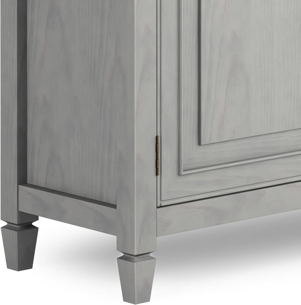 SIMPLIHOME Connaught 40-inch Wide Solid Wood Storage Cabinet in Fog Grey for Entryway, Living Room, Organizer for Hats, Gloves, Shoes, Keys, Slim Design, Traditional Style