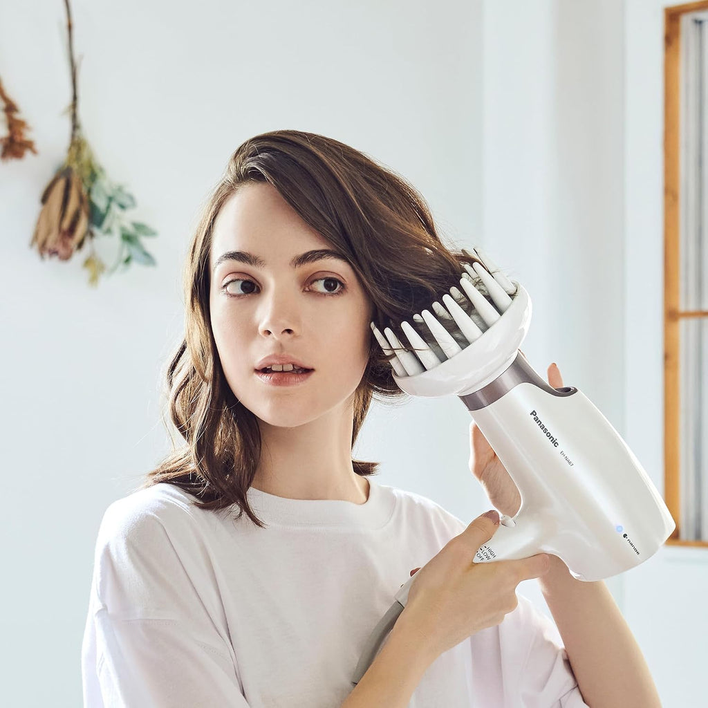 Panasonic Nanoe Salon Hair Dryer with Oscillating QuickDry Nozzle, Blow Dryer with Diffuser and Concentrator Attachments, 3 Speed Heat Settings for Easy Styling and Healthy Hair - EH-NA67-W (White)