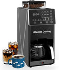 URintells Cuising Coffee Maker with Grinder, 22OZ Drip Coffee Maker with Glass Carafe and Removable Filter, Programmable Hot and Cold Bean to Cup Coffee Machine with Timer, Auto Shut Off