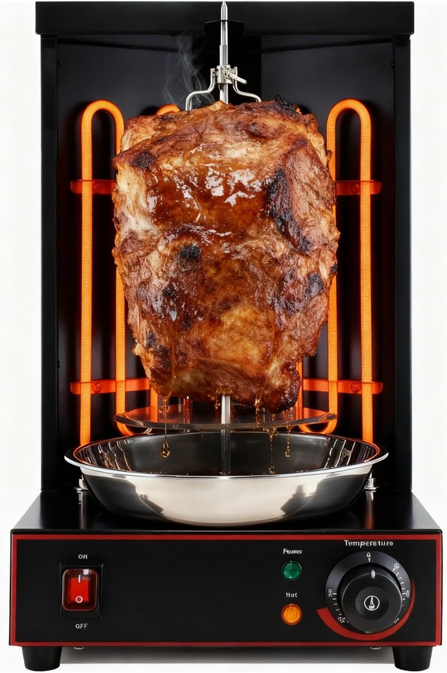Electric Shawarma Grill Machine Countertop Rotisserie Turkey Maker Vertical Barbecue Oven with Temperature Control for Commercial/Household 122℉-572℉ 110V Black