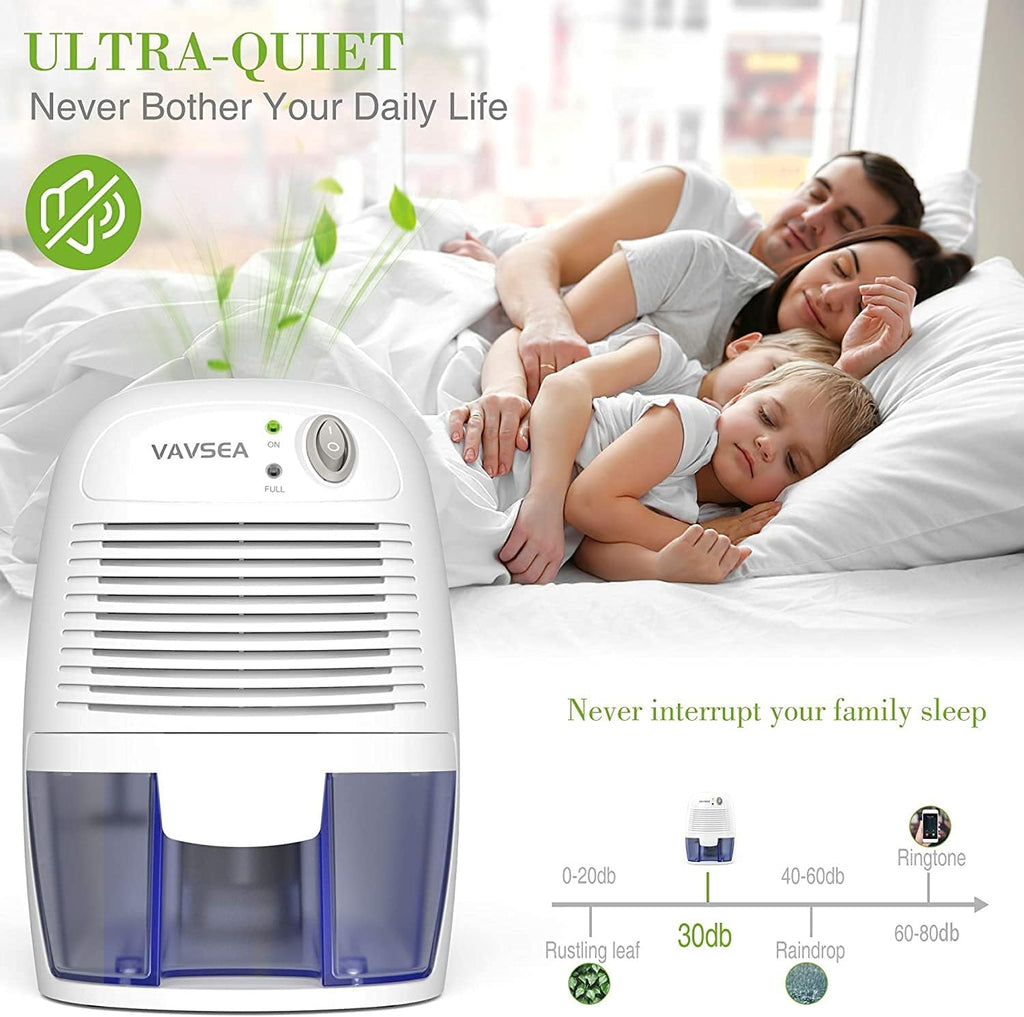 Dehumidifiers 500ml (17oz) Capacity, Compact and Portable Mini Air Dehumidifiers with Quiet and Auto-Off Function for Removing Moisture in Home, Kitchen, Bedroom, Bathroom, Wardrobe Mini Fan