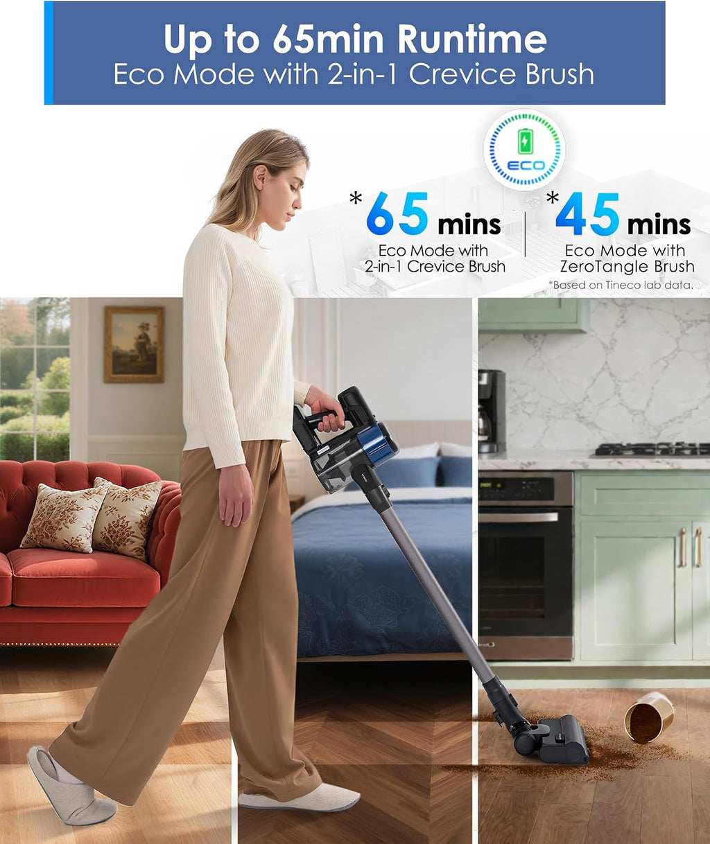 Tineco Pure ONE S30 Cordless Vacuum Cleaner, 150AW Powerful Suction, Zero Tangle Brush, Up to 65min Runtime, Stick Vacuum Cleaner for Pet Hair, Carpet & Hard Floor