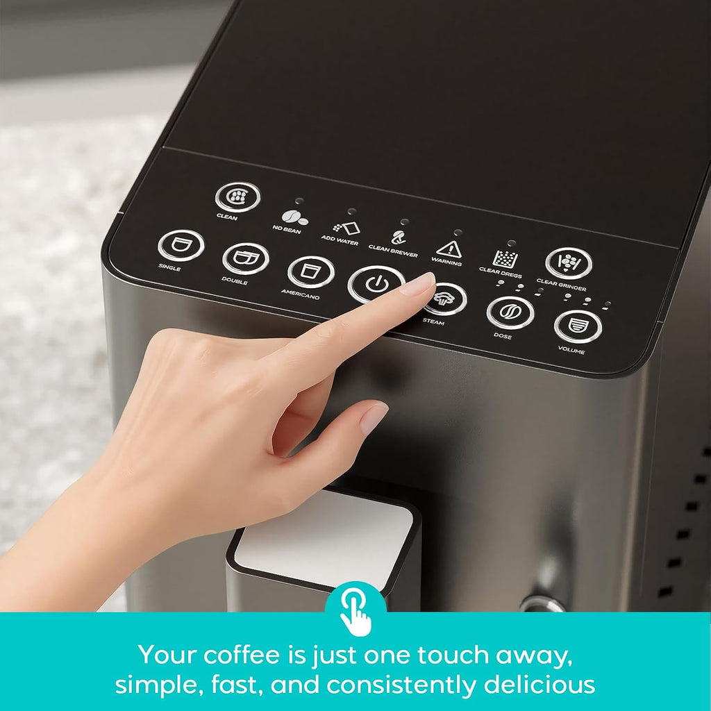 CASABREWS ACAFE Automatic Espresso Machine, 20bar Coffee Maker with Grinder and Milk Frother, Cappuccino Machines for Home or Office, All-in-One Grind and Brew Coffee Maker, Customizable Coffee Volume
