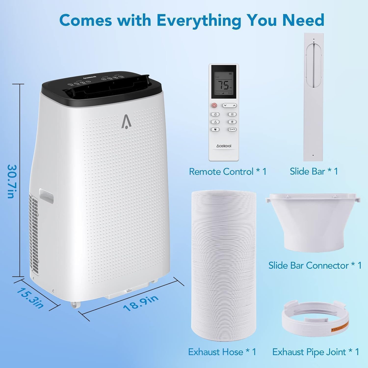 14000 BTU Portable Air Conditioners Cools Up to 750 Sq.Ft, 3-In-1 Portable AC Unit With Dehumidifier, Fan, Cooling Mode & Window Kit, Room Air Conditioner Portable for Bedroom, Living Room, Office