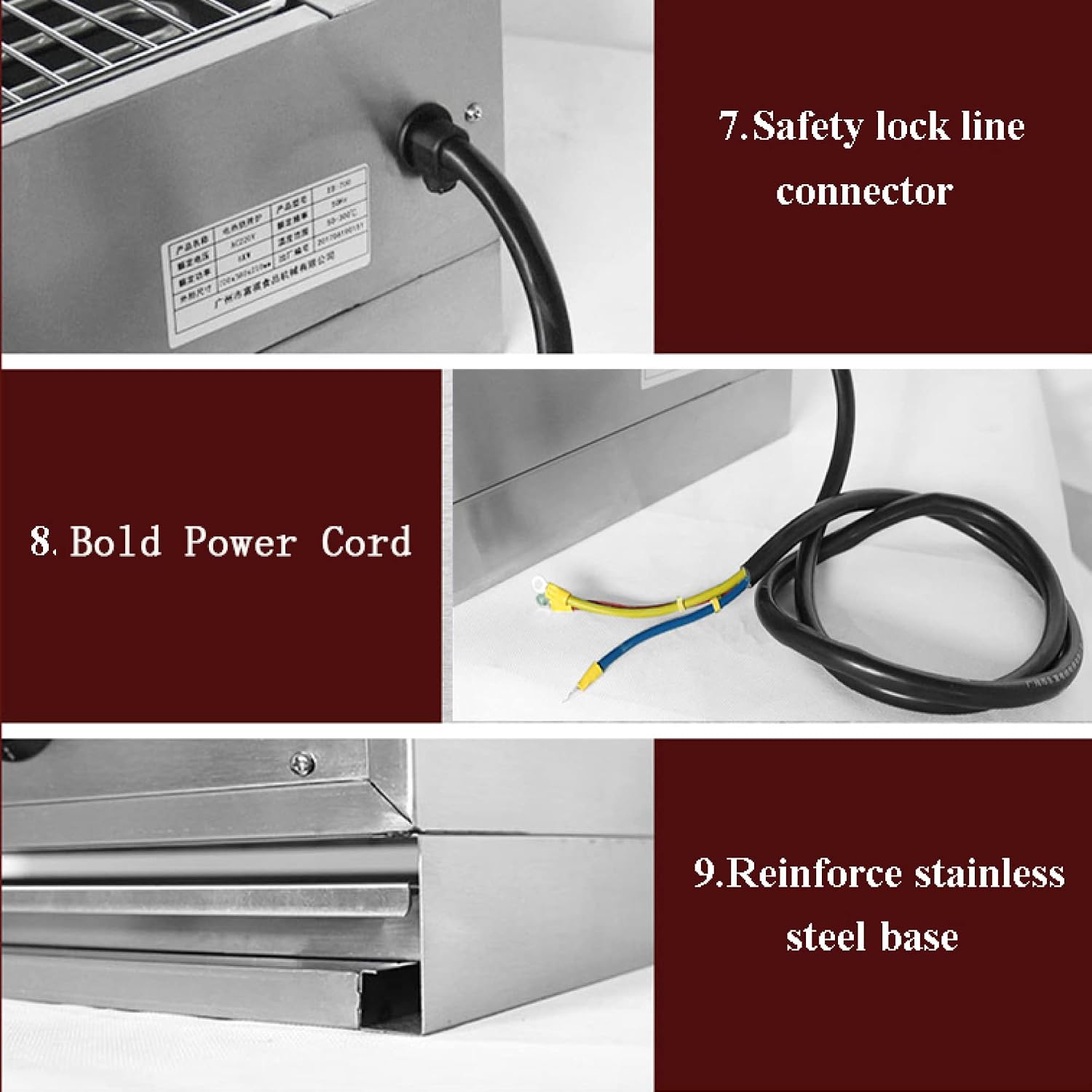 Commercial Stainless Steel Electric Griddle Grill/Smokeless Barbecue Oven with Adjustable Thermostatic Control for Grilled Cheese, Bacon, Sausage