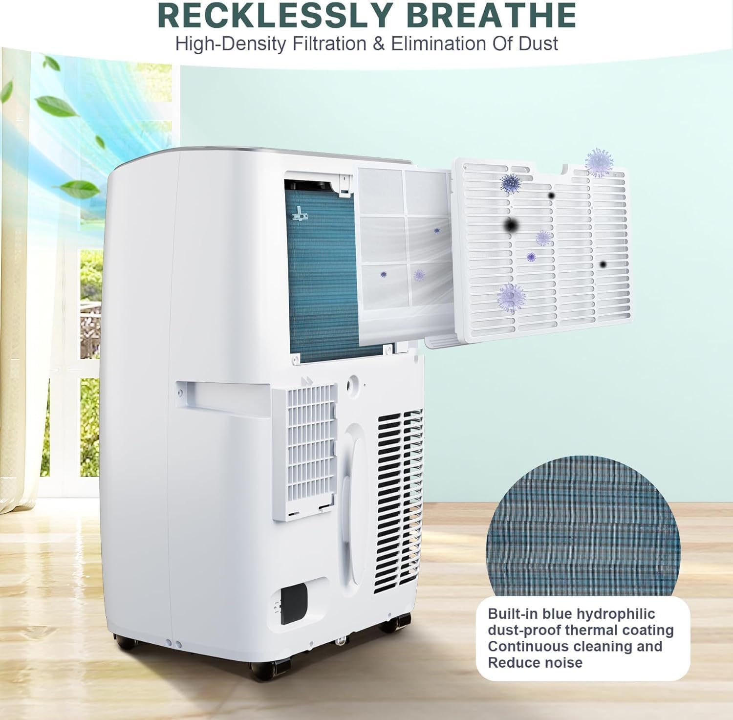 12000 BTU Portable Air Conditioners, for Rooms Up to 550 Sq.Ft. 3-In-1 AC with Fast Cooling, Dehumidifier & Three Speed Fan, 24H Timer and Remote Control, Ultra Quiet for Bedroom, White