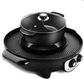 Korean BBQ Grill Smokefree Electric Grill,2200W Large Capacity 2 in 1 Electric Barbecue Grill Indoor Hot Pot with divider, Household Non-Stick Pan with 5 Temperature Adjust (Color : Black)
