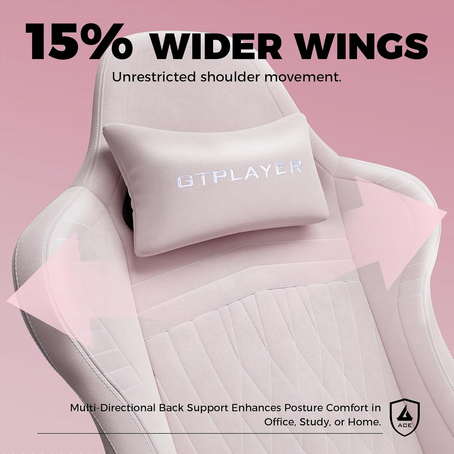 GTPLAYER ACE-PRO Music Gaming Chairs – Built-in Speakers, App Support & Bluetooth Control, Computer Game Chairs with Footrest for Adults, Ergonomic Reclining Silla, Linkage Armrest, Pink 【Velvet】