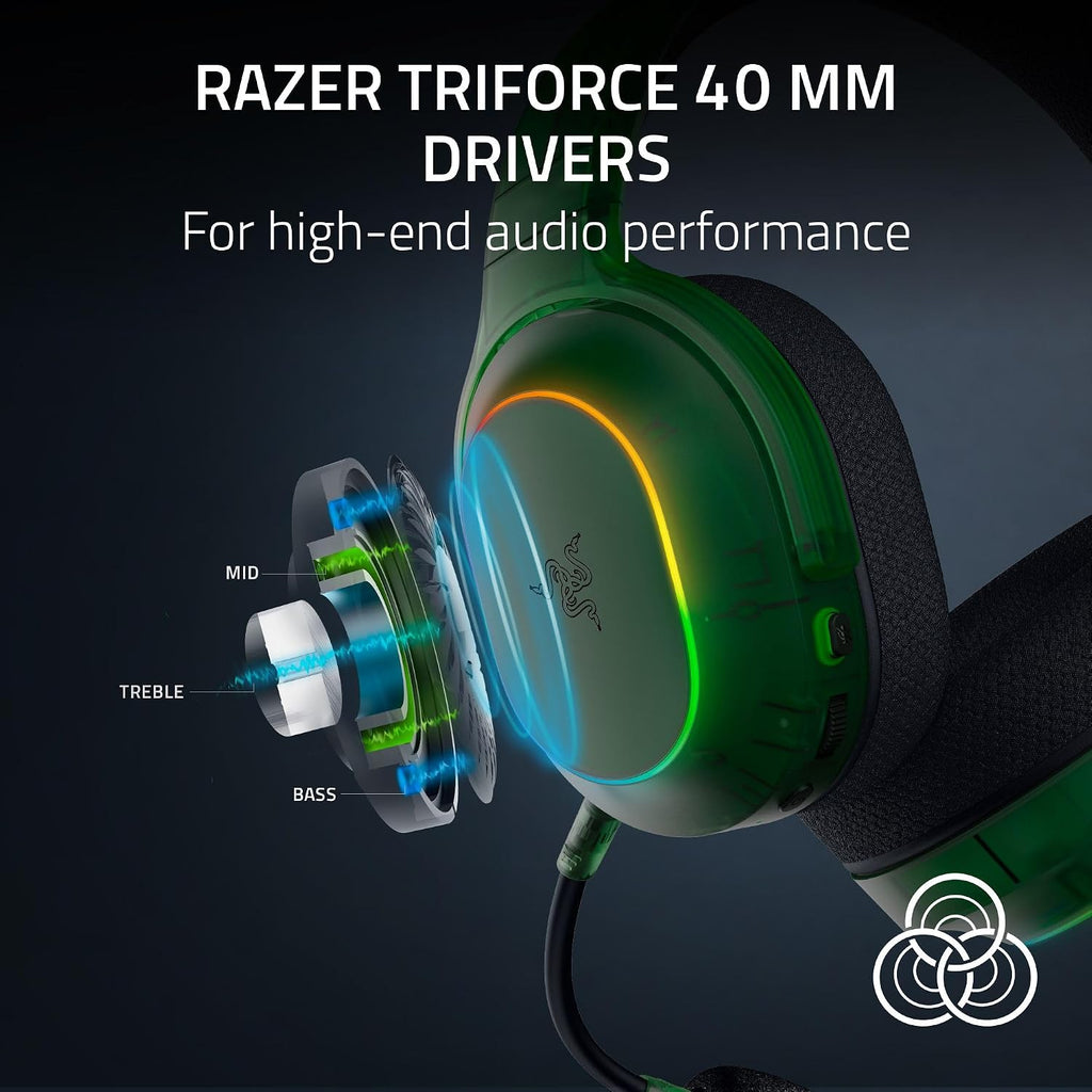 Razer Barracuda X Chroma Wireless Gaming Headset: 2.4GHz Wireless & Bluetooth - Lightweight - RGB - 40mm Drivers - Cardioid Mic - 70 Hr Battery - For PC, Mac, PS5, Switch 2, Smartphone - Phantom Green