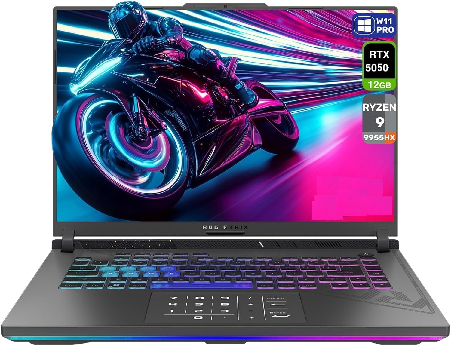 ASUS ROG Strix G16 Gaming Laptop, AMD Ryzen 9-9955HX, 24 GB DDR5 RAM, 1 TB PCIe SSD, 16' 2K Display, Nvidia G-Force RTX 5050, Backlit Chiclet Keyboard RGB, W11 Home, Eclipse Gray