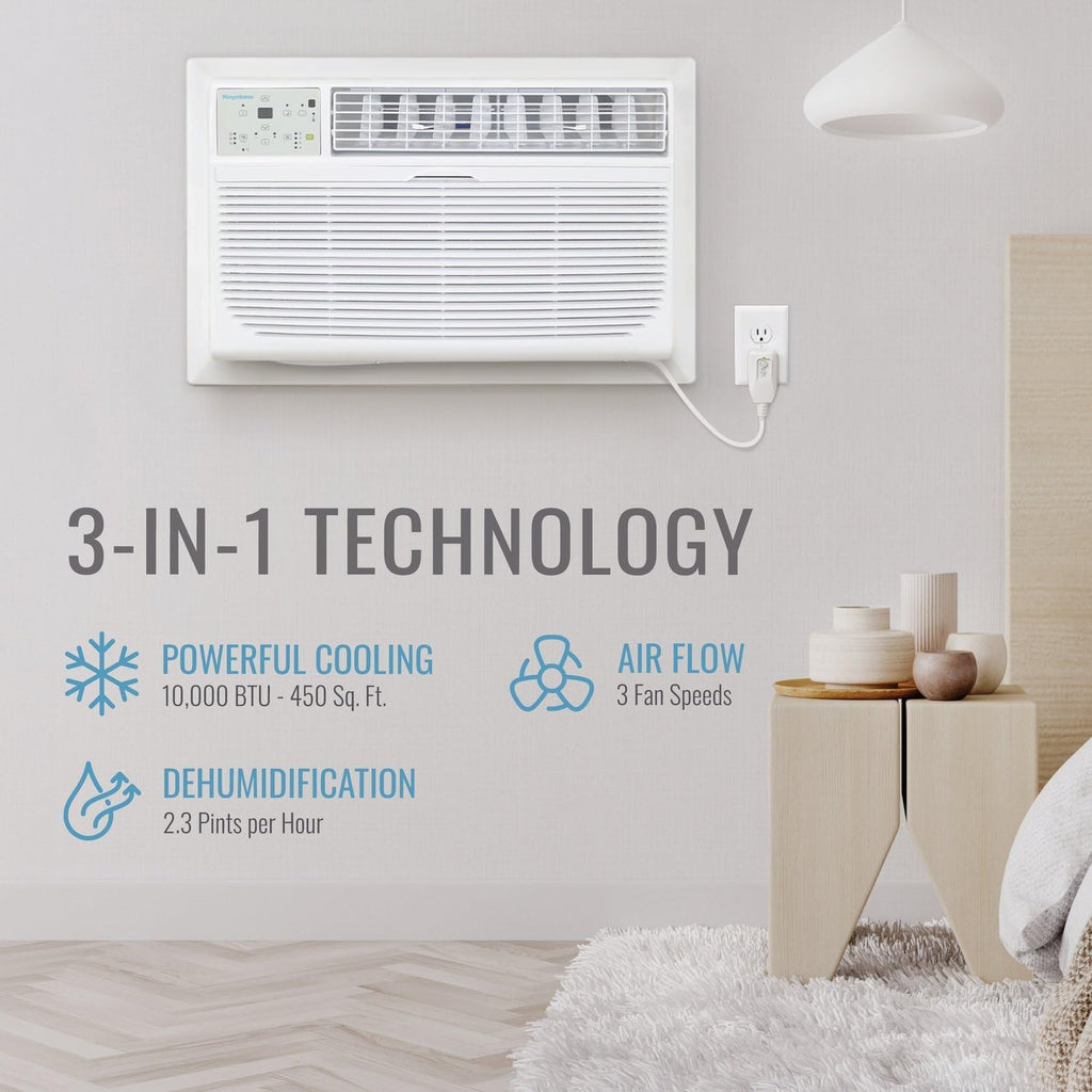 Keystone 10,000 BTU Through the Wall Air Conditioner and Dehumidifier, 115V, Through the Wall AC Unit for Bedroom, Bathroom, Nursery, Small-Medium Sized Rooms up to 450 Sq.Ft., Quiet, High Efficiency
