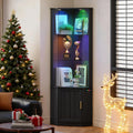 HNEBC 69' Tall Curio Display Cabinet with Glass Door and Movable Shelves,Corner Bookcase with LED Human Sensor Lights,5-Tier RGB Display Case for Collectibles,Bedroom Living Room
