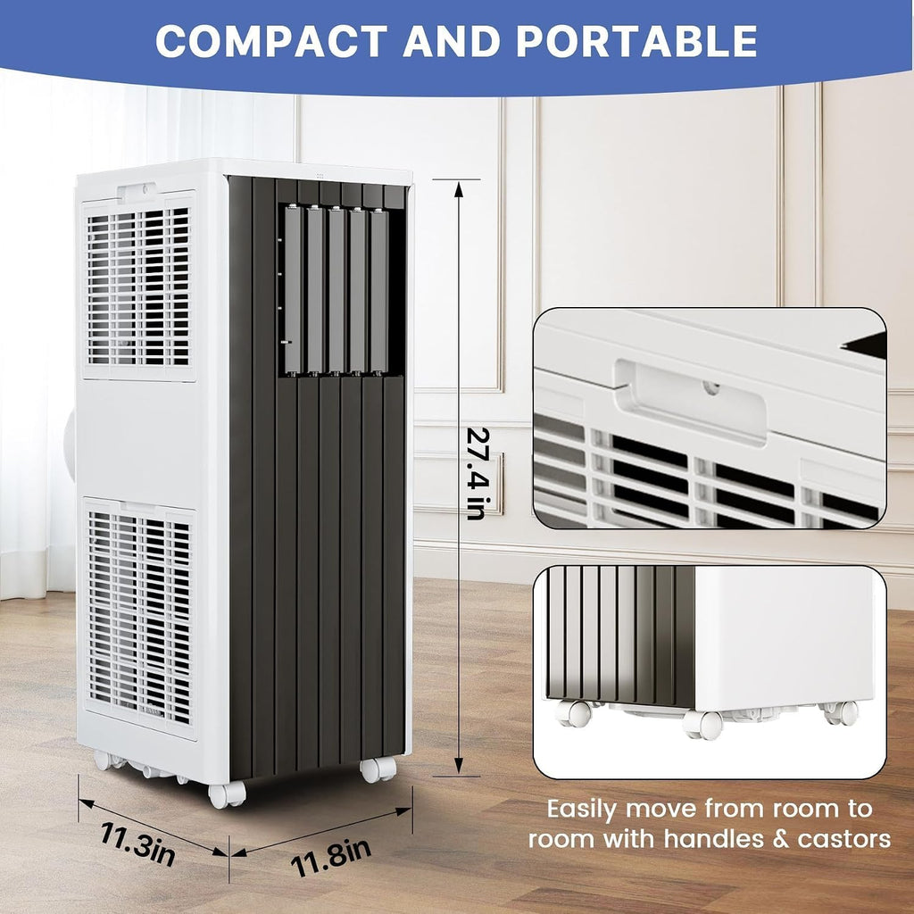 GarveeHome Quiet 8000 BTU Portable Air Conditioner with Fan & Dehumidifier, Energy Efficient AC Unit for Bedroom or Living Room, 3-In-1 Cooling with Auto Swing & Easy Installation Kit