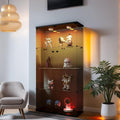 Glass Display Cabinet with Lights and Lock, 4-Tier Display Case Curio Cabinet with Glass Door, Floor Standing Showcase for Living Room Bedroom Home Office 31' W x 14.3' D x 64.5' H