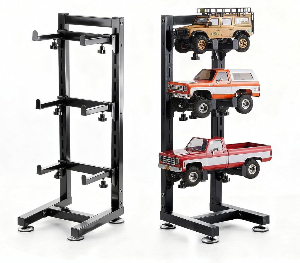 RC Car Desktop Stand Durable 3-Tier Display Stand RC Shelf for RC Cars Crawler Trucks Workstation Storage Rack for 1/12 1/24 1/18 FCX24 FCX18 SCX24 SCX18 Scale Cars Trucks