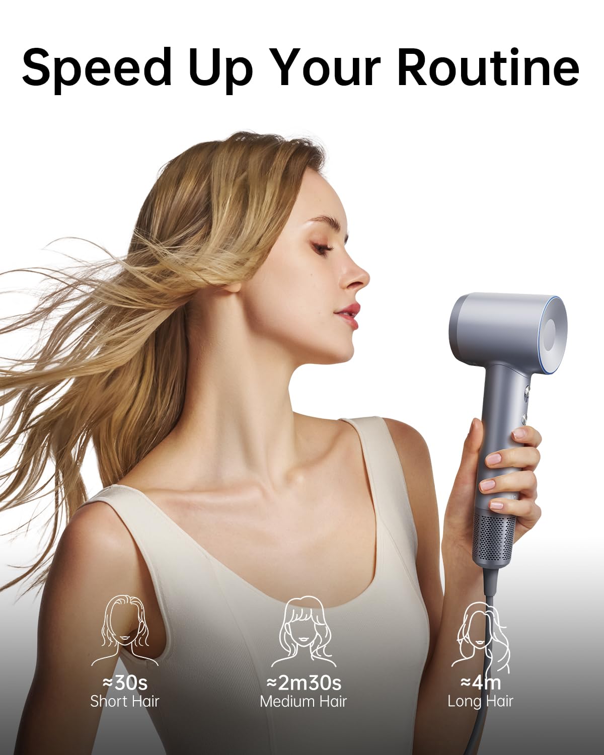 Laifen Swift Hair Dryer, High Speed 200M Ionic Blow Dryer with 110, 000 RPM Brushless Motor for Fast Drying, Low Noise, Hairdryer with Magnetic Nozzle, HD500
