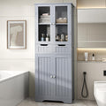 Betterhood 67' Tall Bathroom Storage Cabinet, Freestanding Cabinet with Glass Doors and Shelves, Large Bathroom Pantry with 2 Drawers for Living Room, Kitchen, Dining Room, Office, Gray