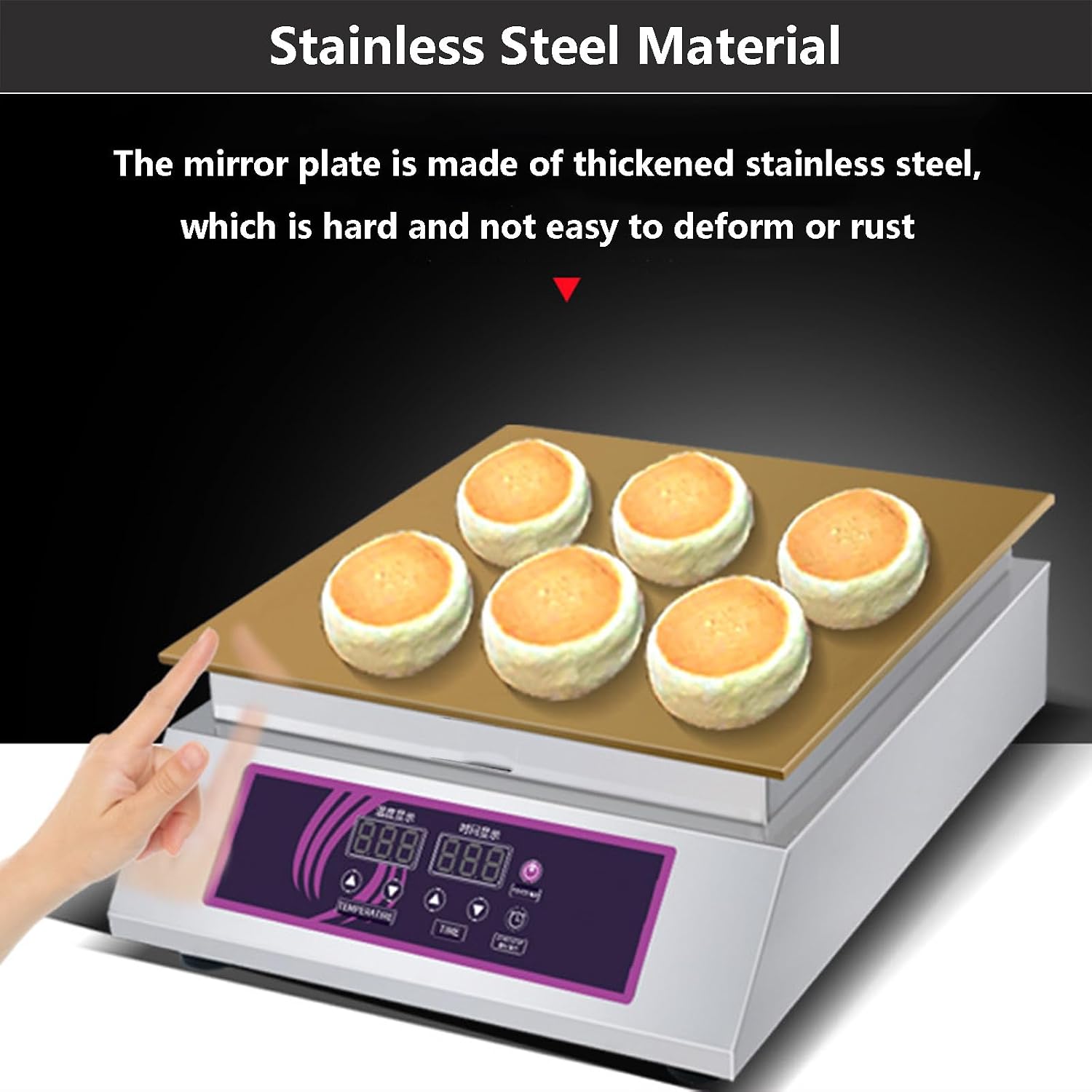 1300w Electric Machine Commercial Pancake Maker with 13.8x15inch Heating Plates, Non-Stick Electric Contact Grill Bread Machine for Home Use,
