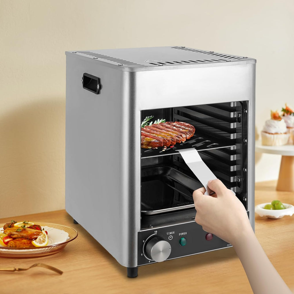 Electric Steak Grill, Steak Grill Oven,Heats Up To 1472 Degrees,Commercial Steak Stove with Timer, Cooking Steak, Beef, Pork,Chicken, Vegetables,1700W